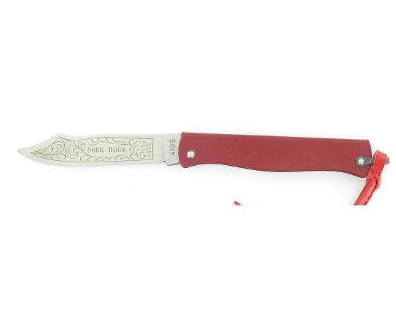 sabatier Douk Douk 160 Inox - Manche Acier couleur ROUGE - GAINE CUIR Douk Douk - Thiers (Cognet) - 20145R