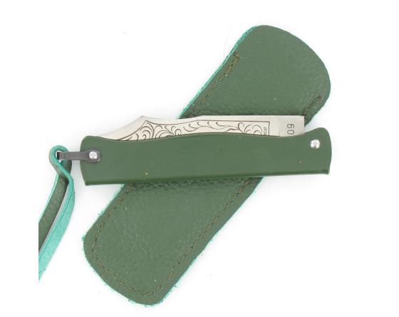Sabatier Douk Douk 160 Inox - Manche Acier Couleur VERT - GAINE CUIR Douk Douk - Thiers (Cognet) - 20145V