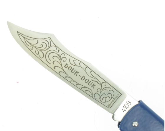 Sabatier Douk Douk 200 Inox - Manche Acier Couleur BLEU - GAINE CUIR Douk Douk - Thiers (Cognet) - 20111B