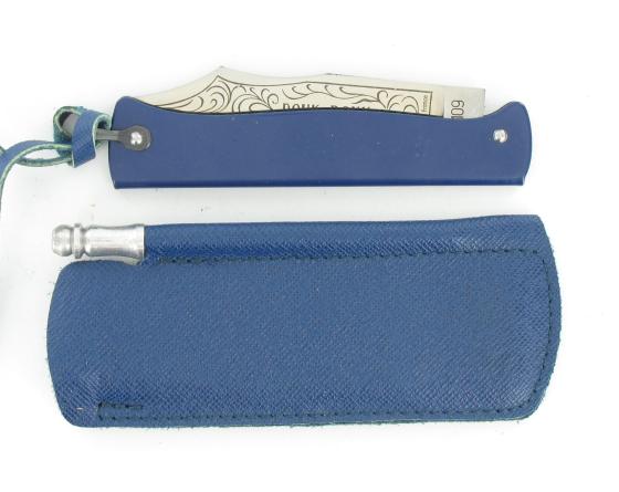 Sabatier Douk Douk 200 Inox - Manche Acier Couleur BLEU - GAINE CUIR Douk Douk - Thiers (Cognet) - 20111B