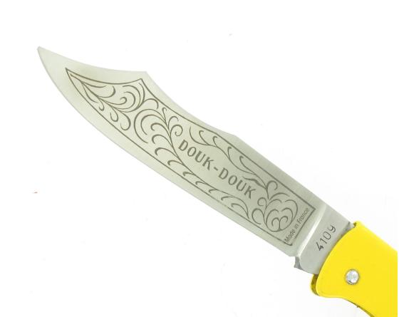 Sabatier Douk Douk 200 Inox - Manche Acier Couleur JAUNE - GAINE CUIR Douk Douk - Thiers (Cognet) - 20111J