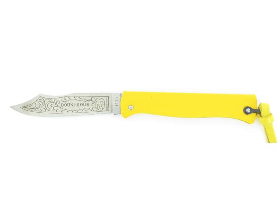 Sabatier Douk Douk 200 Inox - Manche Acier Couleur JAUNE - GAINE CUIR Douk Douk - Thiers (Cognet) - 20111J