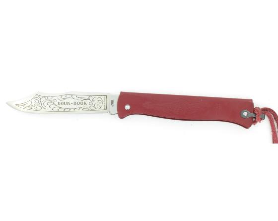 sabatier Douk Douk 200 Inox - Manche Acier Couleur ROUGE - GAINE CUIR Douk Douk - Thiers (Cognet) - 20111R