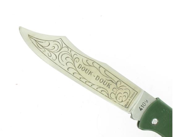 Sabatier Douk Douk 200 Inox - Manche Acier Couleur VERT - GAINE CUIR Douk Douk - Thiers (Cognet) - 20111V