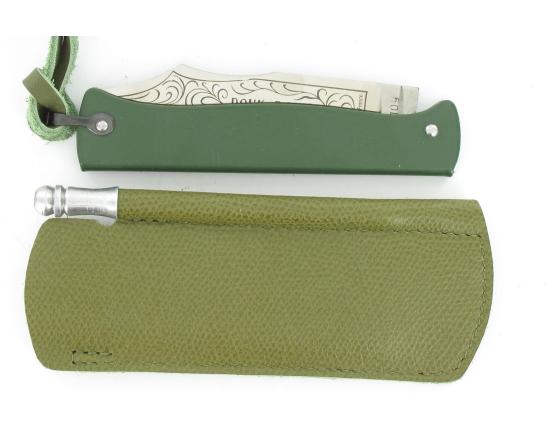Sabatier Douk Douk 200 Inox - Manche Acier Couleur VERT - GAINE CUIR Douk Douk - Thiers (Cognet) - 20111V