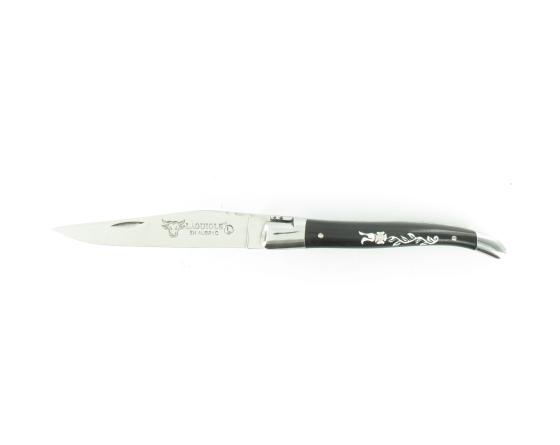 Sabatier Laguiole 10 Cm Fleur De Diamant - Ebène - 2 Mitres Laguiole En Aubrac - 55160