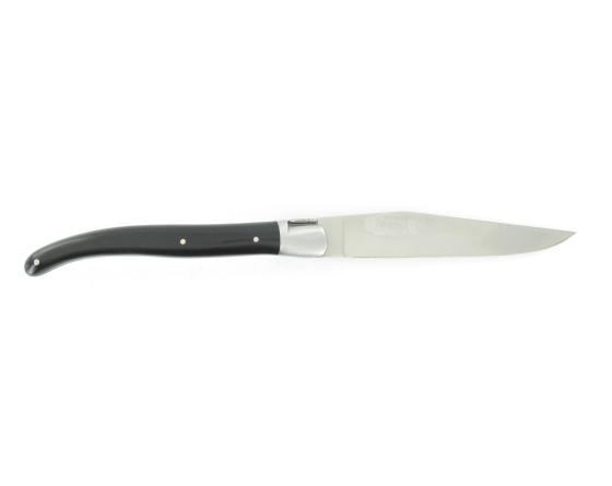 Sabatier Laguiole 12 Cm - Manche Blanc Et Noir - Ressort Guilloché - 1 Mitre Arbalete - Thiers - 58146-2
