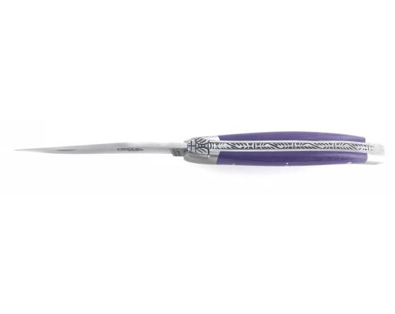 Sabatier Laguiole 9 Cm - 2 Mitres - Tissu Compressé Violet Forge De Laguiole - 60240V