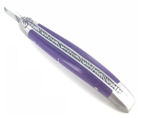Sabatier Laguiole 9 Cm - 2 Mitres - Tissu Compressé Violet Forge De Laguiole - 60240V