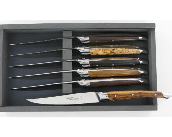 sabatier Laguiole moderne 6 Bois Différents - coffret de 6 pièces Goyon Chazeau - Thiers - 25114