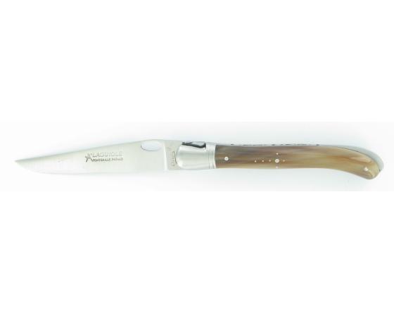 sabatier Laguiole Nature 1 Main Corne Blonde Acier 14C28 Fontenille Pataud - Thiers - 11114