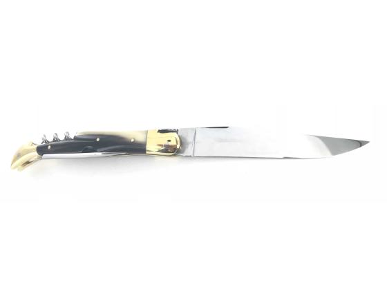 Sabatier Laguiole Tradition 12 Cm - 2 Mitres Laiton - 3 Pièces - Ponte De Corne - Acier Carbone Forge De Laguiole - 60126