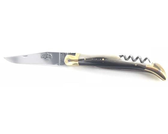 sabatier Laguiole Tradition 12 cm - 2 mitres Laiton - 3 pièces - Ponte de Corne - Acier T12 Forge de Laguiole - 60125