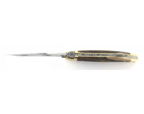 Sabatier Laguiole Tradition 9 Cm - 2 Mitres Laiton - Pistachier Forge De Laguiole - 60137