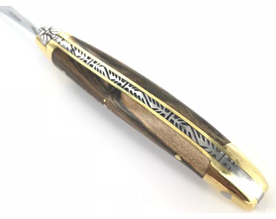 Sabatier Laguiole Tradition 9 Cm - 2 Mitres Laiton - Pistachier Forge De Laguiole - 60137