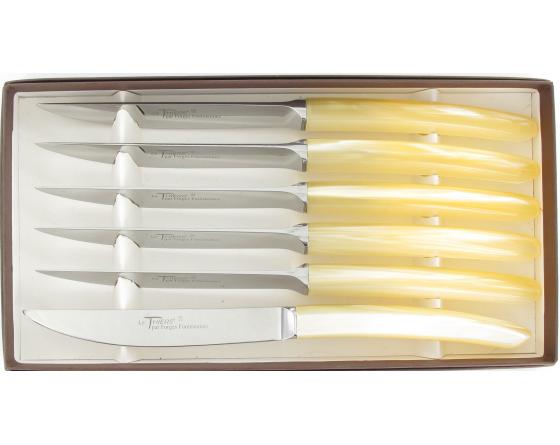 sabatier Le Steak Thiers forgé - manche blanc cassé - coffret de 6 pièces Forges Foreziennes - 65109B