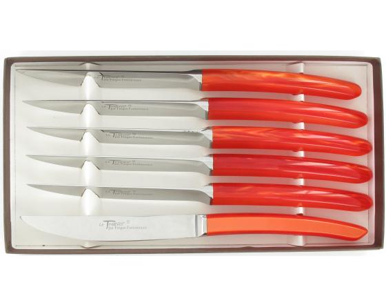 sabatier Le Steak Thiers forgé - manche orange - coffret de 6 pièces Forges Foreziennes - 65109R
