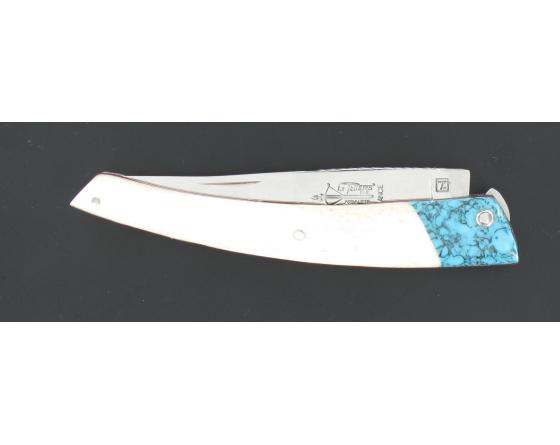 Sabatier Le Thiers - Plein Manche Turquoise / Os De Chameau - Ressort Platine Et Lame Ciselés Arbalete - Thiers - 58127