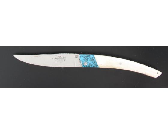 sabatier Le Thiers - Plein Manche Turquoise / Os de Chameau - Ressort Platine et lame ciselés Arbalete - Thiers - 58127