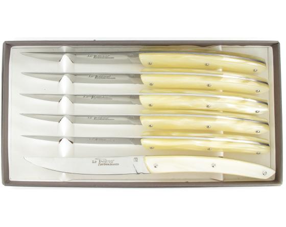 sabatier Le Thiers Table - coffret de 6 pièces - Manche Acrylique Champagne Facosa - Thiers - 50143