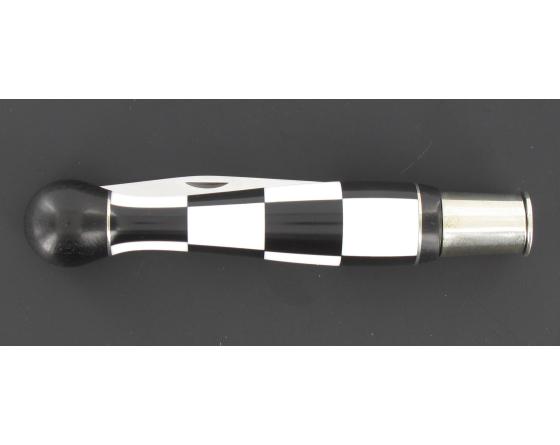 Sabatier Nontron Virole N° 25 - Boule Damier - Manche Ebène Et Corian Blanc Insert Aluminium Nontron - 60158