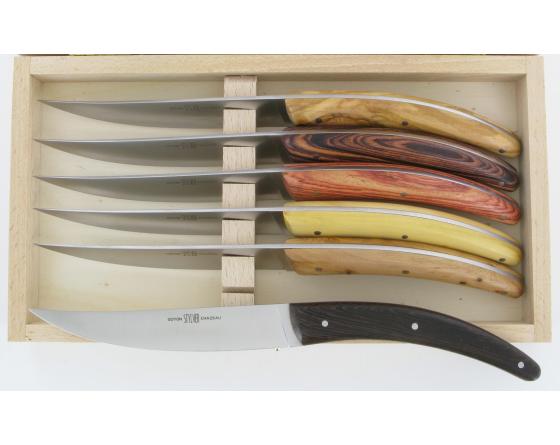 sabatier Styl'ver Table plein Manche 6 Bois différents - - coffret de 6 pièces Goyon Chazeau - Thiers - 25160