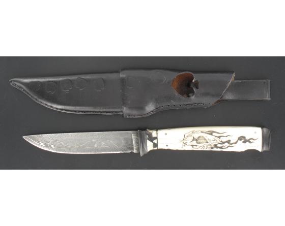 Sabatier Weles - As De Pique - Damas Mosaïque - Ivoire De Mammouth - Corne De Buffle / Dent De Mammouth Stabilisé - Scrim Show Weles - Russie - 33270