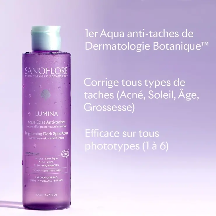 Sanoflore Aqua Éclat Anti-taches Lotion Effet Peau Neuve Immédiat Qui Corrige Tous Types De Taches