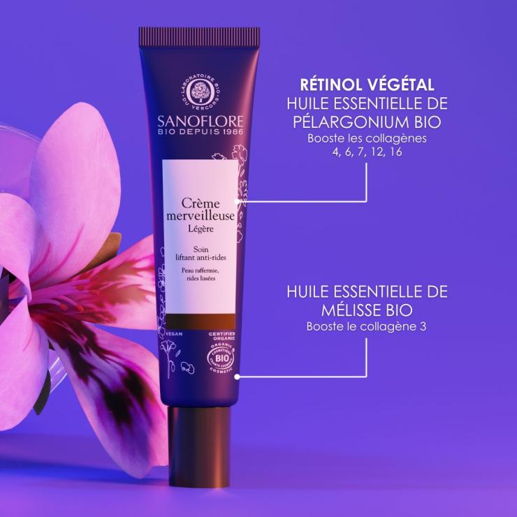 Sanoflore Crème Merveilleuse Légère Crème Anti-rides Intégral Au Rétinol Végétal* Qui Raffermit Les Traits Repulpe Et Corrige Visiblement Les Rides Et Ridules