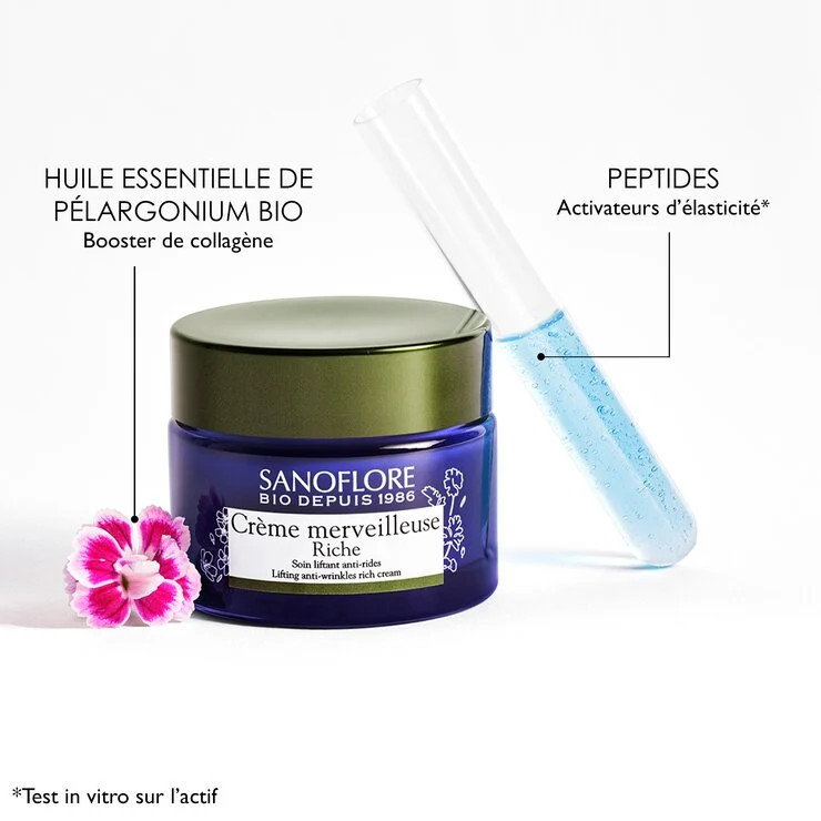 Sanoflore Crème Merveilleuse Riche Soin Liftant Anti-rides Certifié Bio