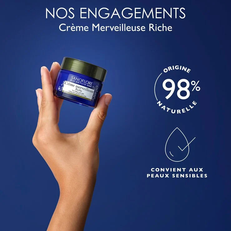 Sanoflore Crème Merveilleuse Riche Soin Liftant Anti-rides Certifié Bio