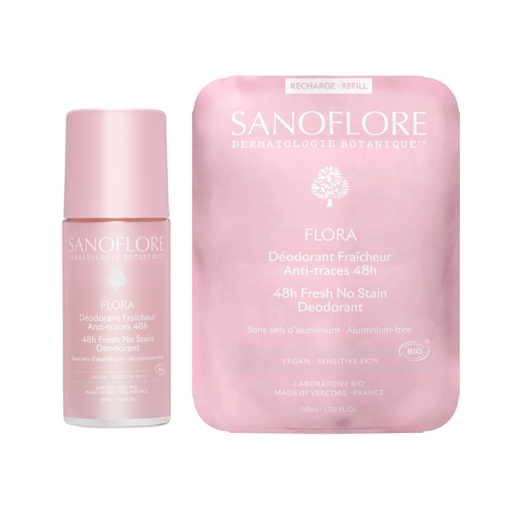 sanoflore Déodorant & recharge Flora Roll-On 48h Pack Déodorant + Recharge Flora 48h certifié bio. 100% d'origine naturelle