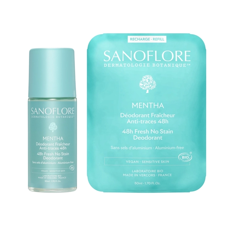 sanoflore Déodorant & recharge Mentha Roll-On 48h Pack Déodorant + Recharge Mentha 48h certifié bio. 100% d'origine naturelle