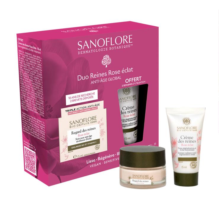 Sanoflore Duo Reines Rose Eclat Coffret Duo Reines Composé Du Regard Rose éclat 15ml + Crème Rose 15ml Offerte