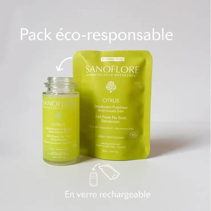 Sanoflore Lot 2 Déodorants Citrus Roll-On 24h Lot De 2 Déodorants Citrus 24h Rechargeable Certifié Bio. 99% D'origine Naturelle