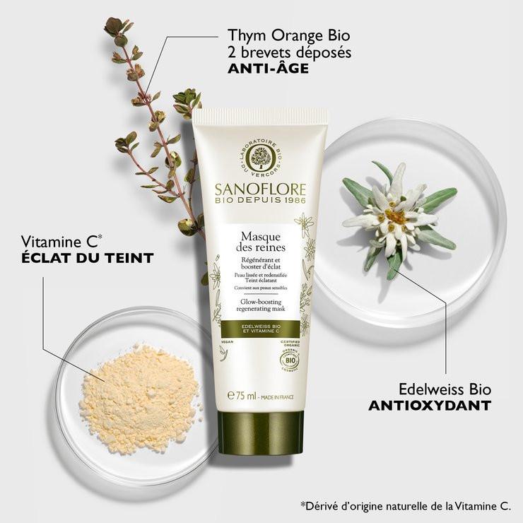 Sanoflore Masque Des Reines Masque Anti-âge Haute Régénération & Booster D'éclat Certifié Bio