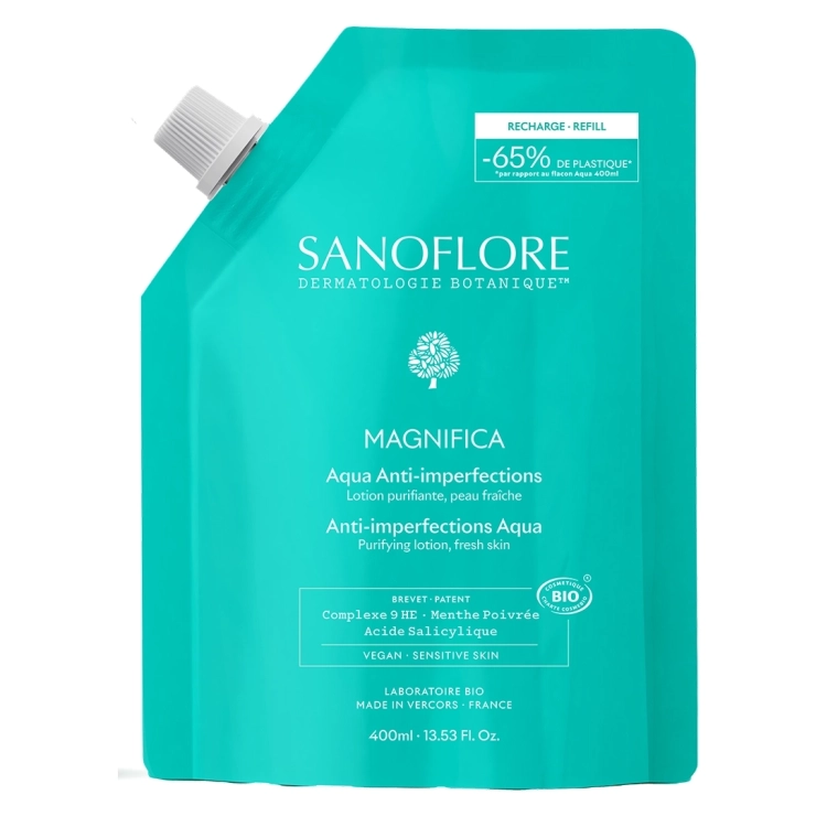 sanoflore RECHARGE AQUA ANTI-IMPERFECTIONS Une eau de soin perfectrice purifiante anti-imperfections