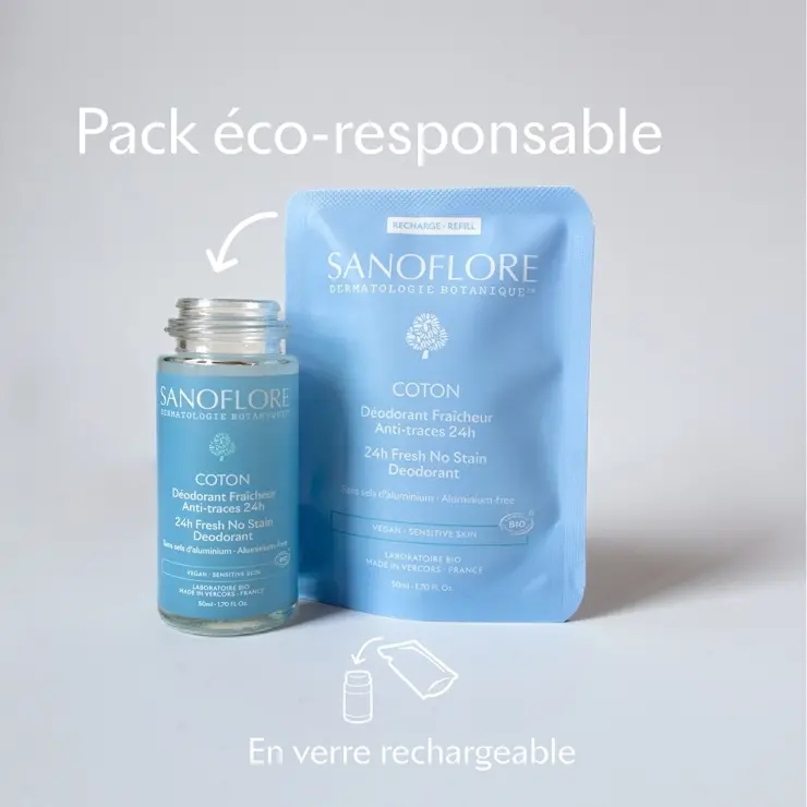 Sanoflore Recharge Déodorant Coton Roll-On 24h Recharge Déodorant Coton 24h Certifié Bio. 99% D'origine Naturelle