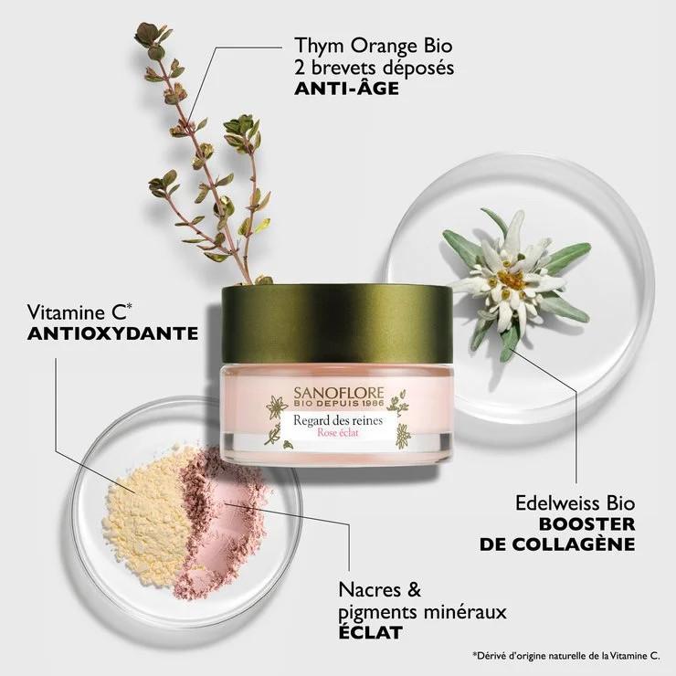 Sanoflore Regard Des Reines Rose éclat Soin Contour Des Yeux Anti-âge Et éclat Certifié Bio