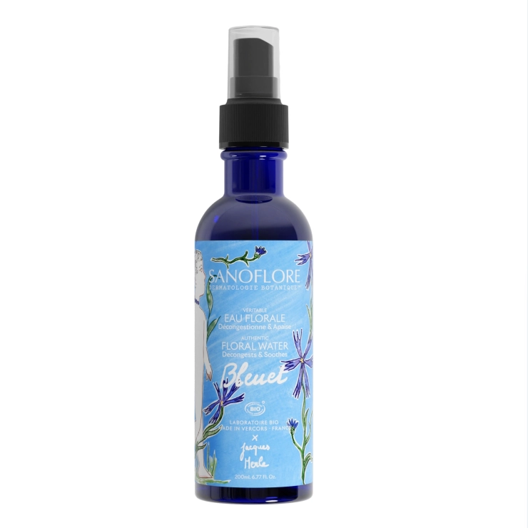 sanoflore Véritable Eau Florale de Bleuet Véritable Eau Florale de Bleuet distillée à la vapeur d'eau. Non diluée sans ajout de parfum