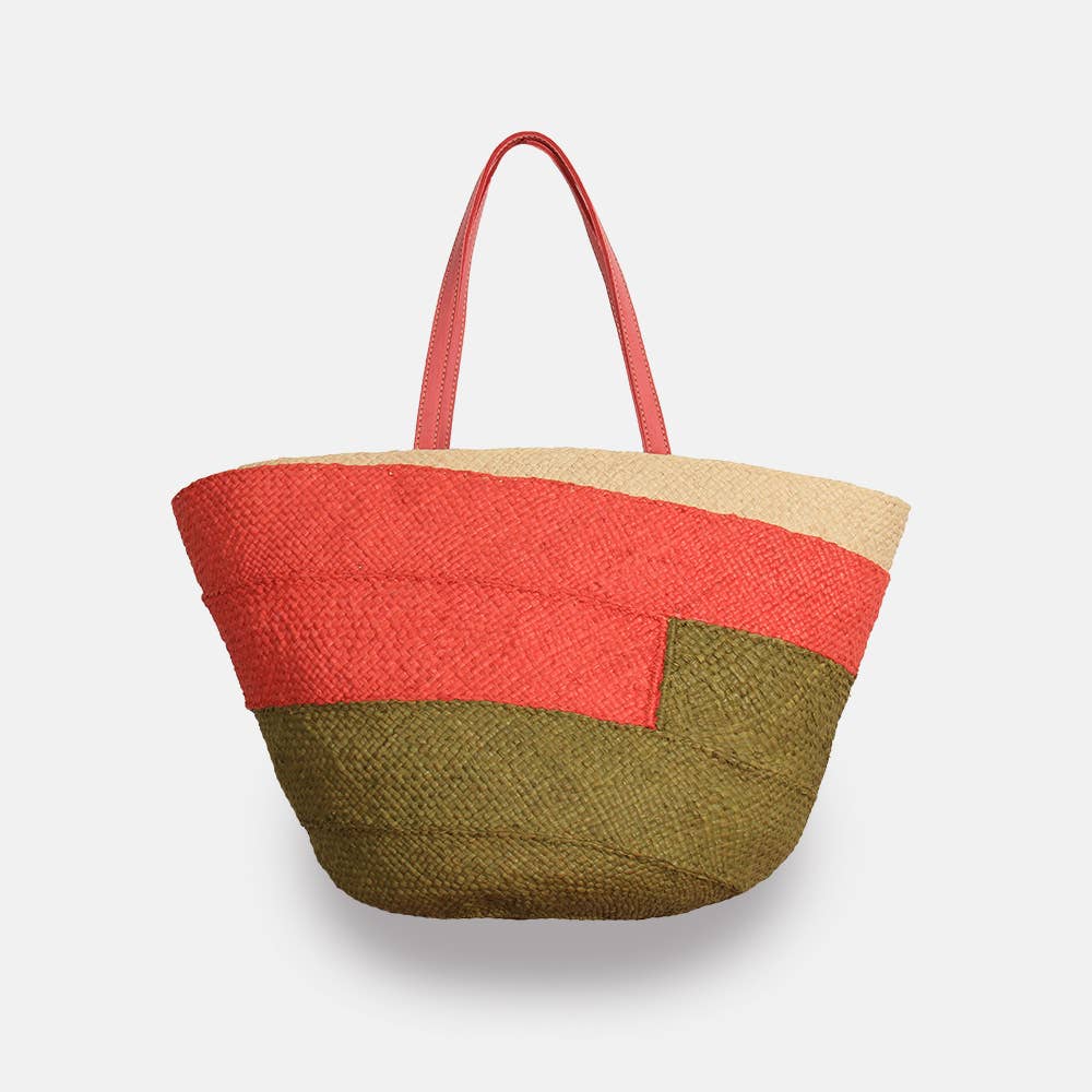 sans arcidet paris Miami SS23 - Sac fourre-tout en raphia tricolore Miami SS23 - Sac fourre-tout en raphia tricolore