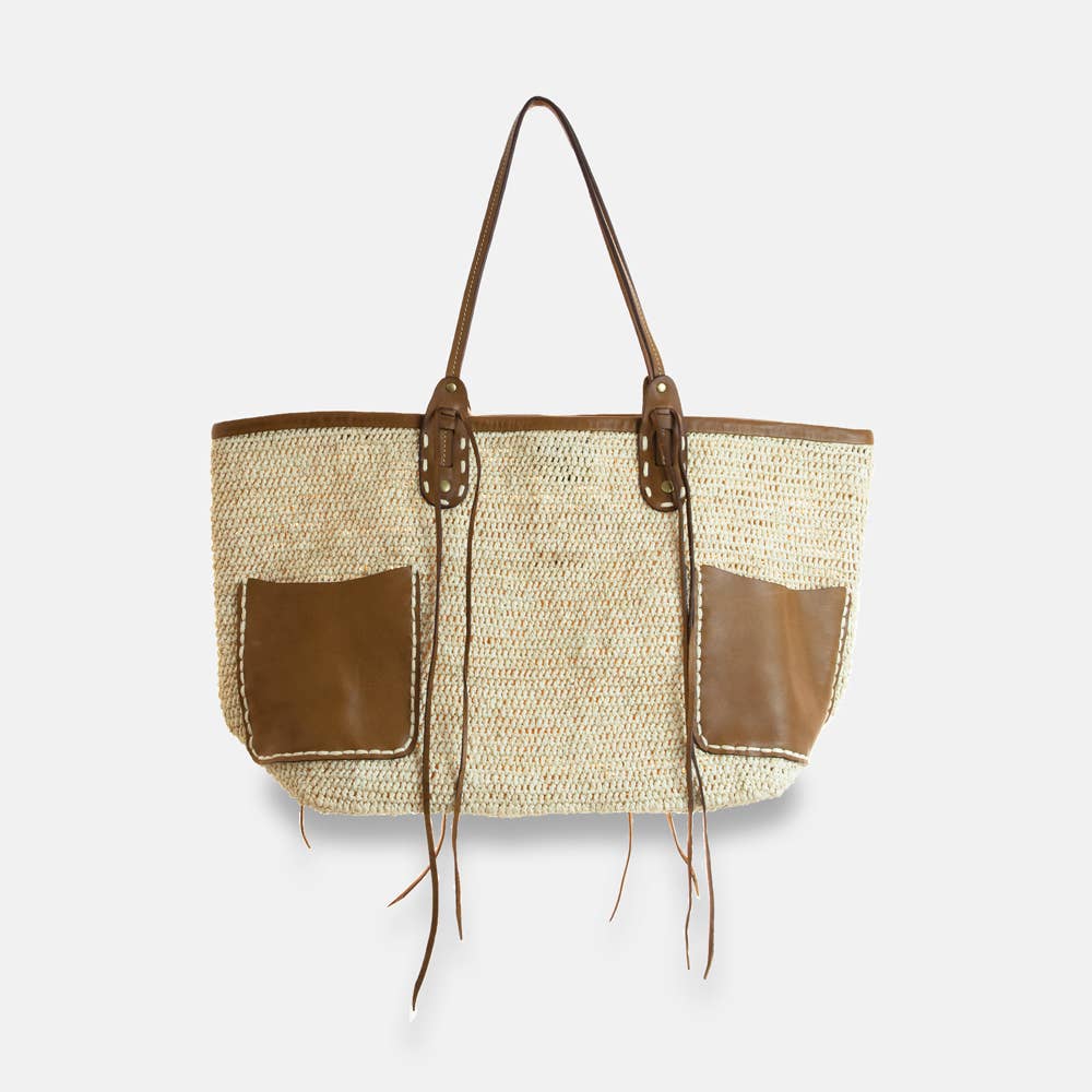 sans arcidet paris Ralph SS23 - Sac fourre-tout en raphia avec poches plaquées Ralph SS23 - Sac fourre-tout en raphia avec poches plaquées