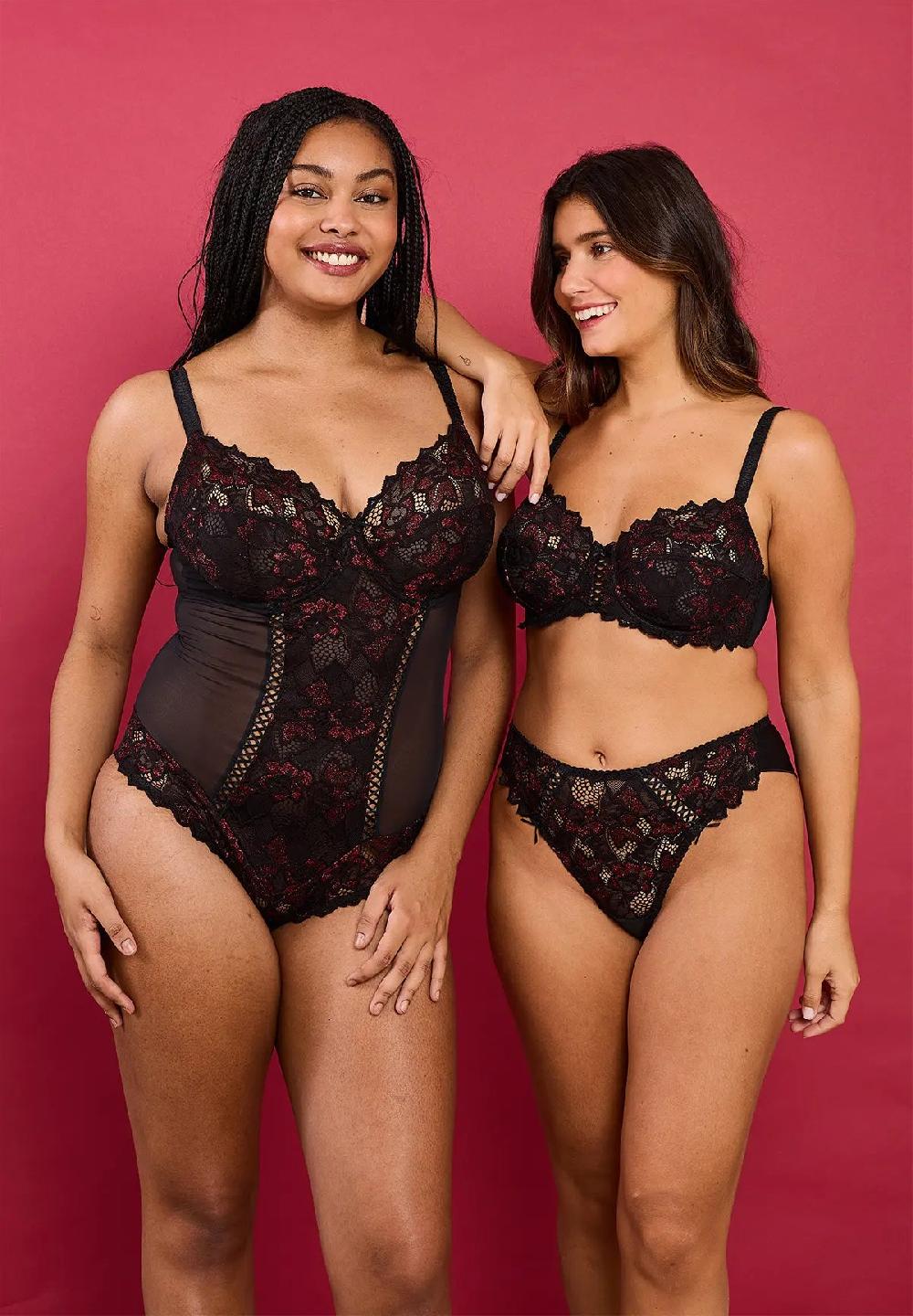 Sans Complexe Body Arum Glitter Noir & Rouge Pailleté