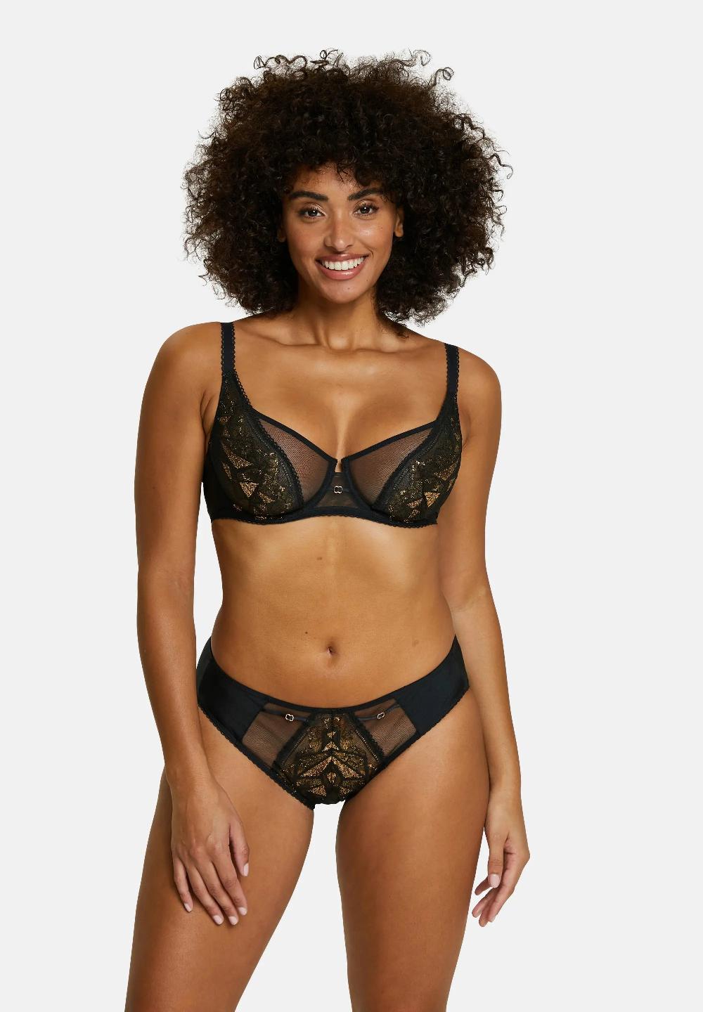 Sans Complexe Slip Désiré Noir & Lurex Cuivré