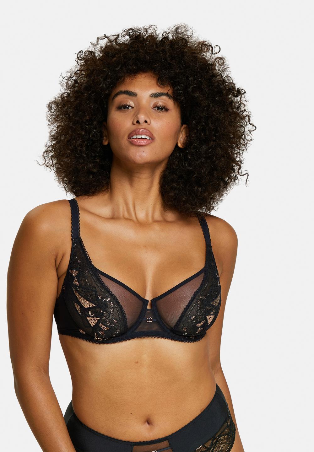 sans complexe Soutien-gorge corbeille Désiré Noir & Lurex Cuivré