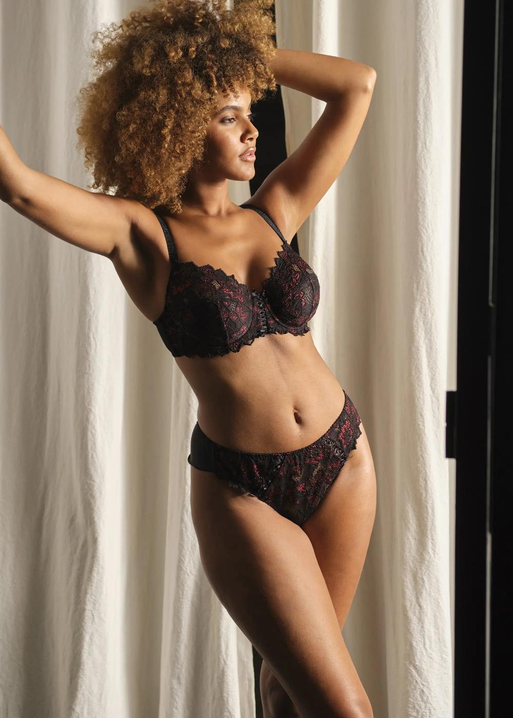 Sans Complexe Tanga Arum Glitter Noir & Rouge Pailleté