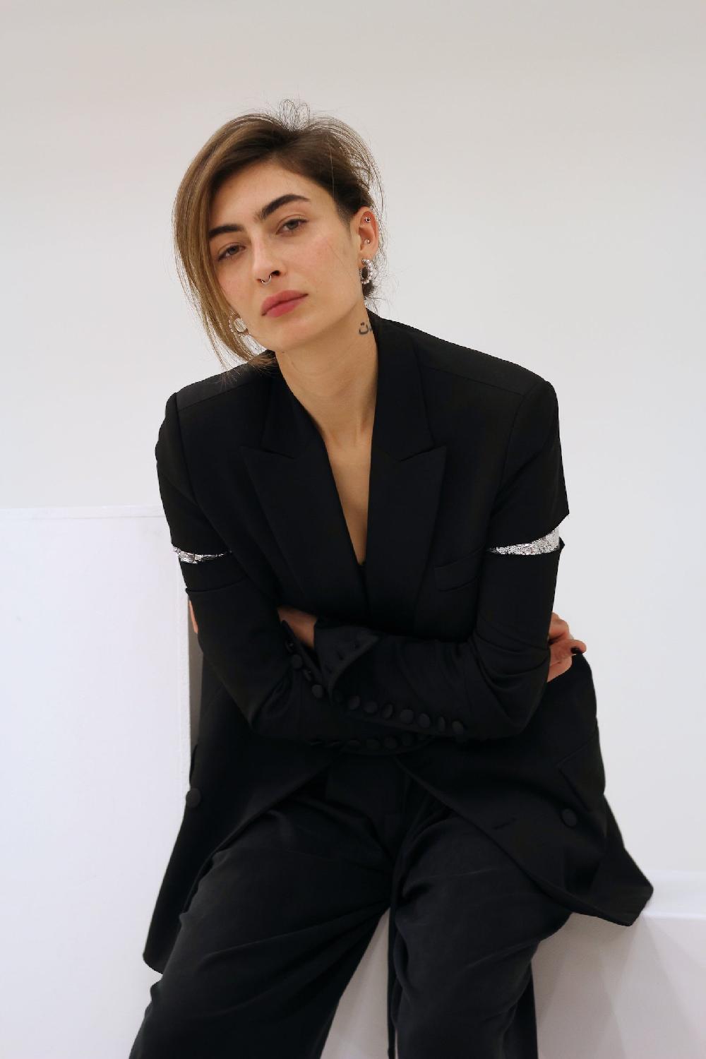 Sarah De Saint Hubert BEN SILVER TUXEDO JACKET - Black & Silver Sequins