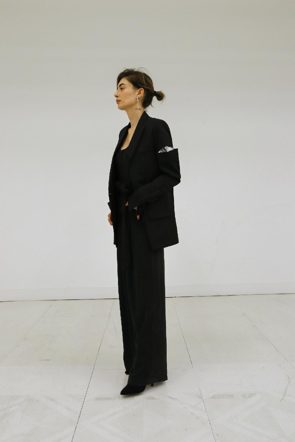 Sarah De Saint Hubert BEN SILVER TUXEDO JACKET - Black & Silver Sequins