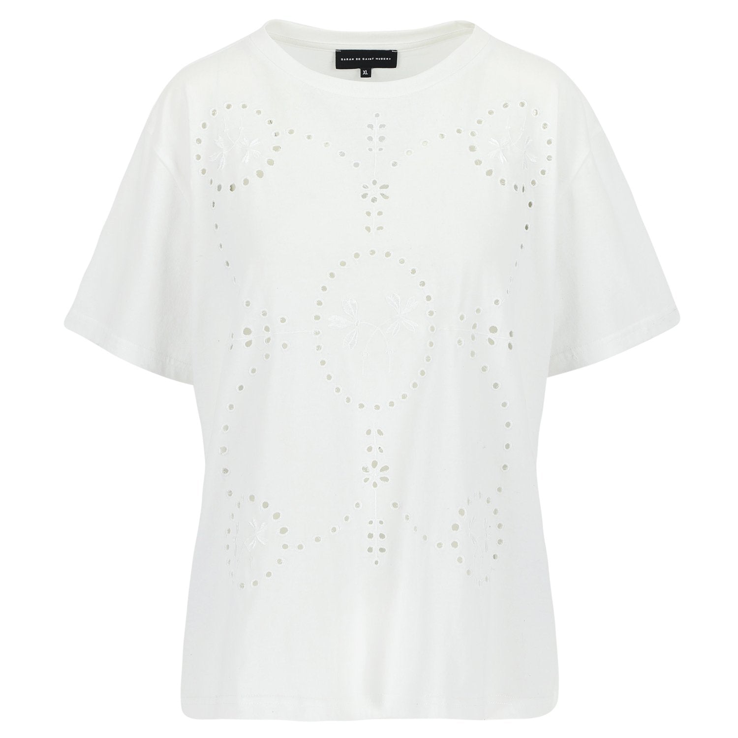 Sarah De Saint Hubert DAISY EMBROIDERED T-SHIRT - White