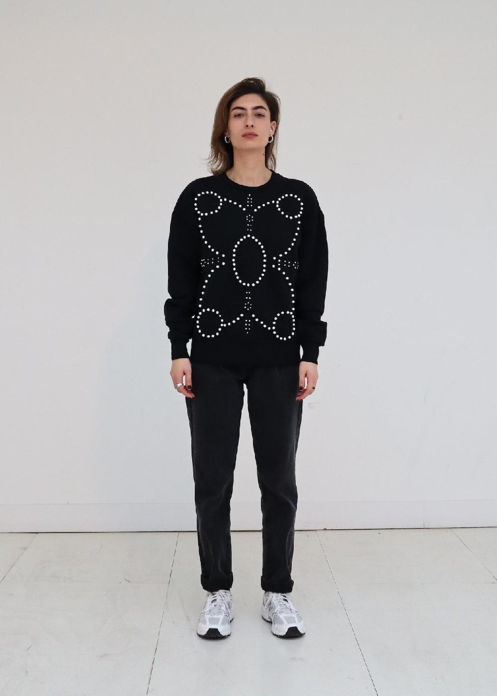 Sarah De Saint Hubert DIDI KING PEARL SWEATSHIRT - Black & Pearls